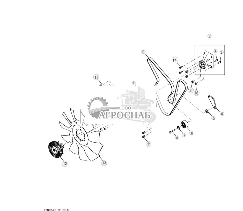 Комплект вентилятора, с регулируемым приводом вязкостной муфтой и системой кондиционирования воздуха (Engine 4045TT096-RE545793) - ST818230 163.jpg